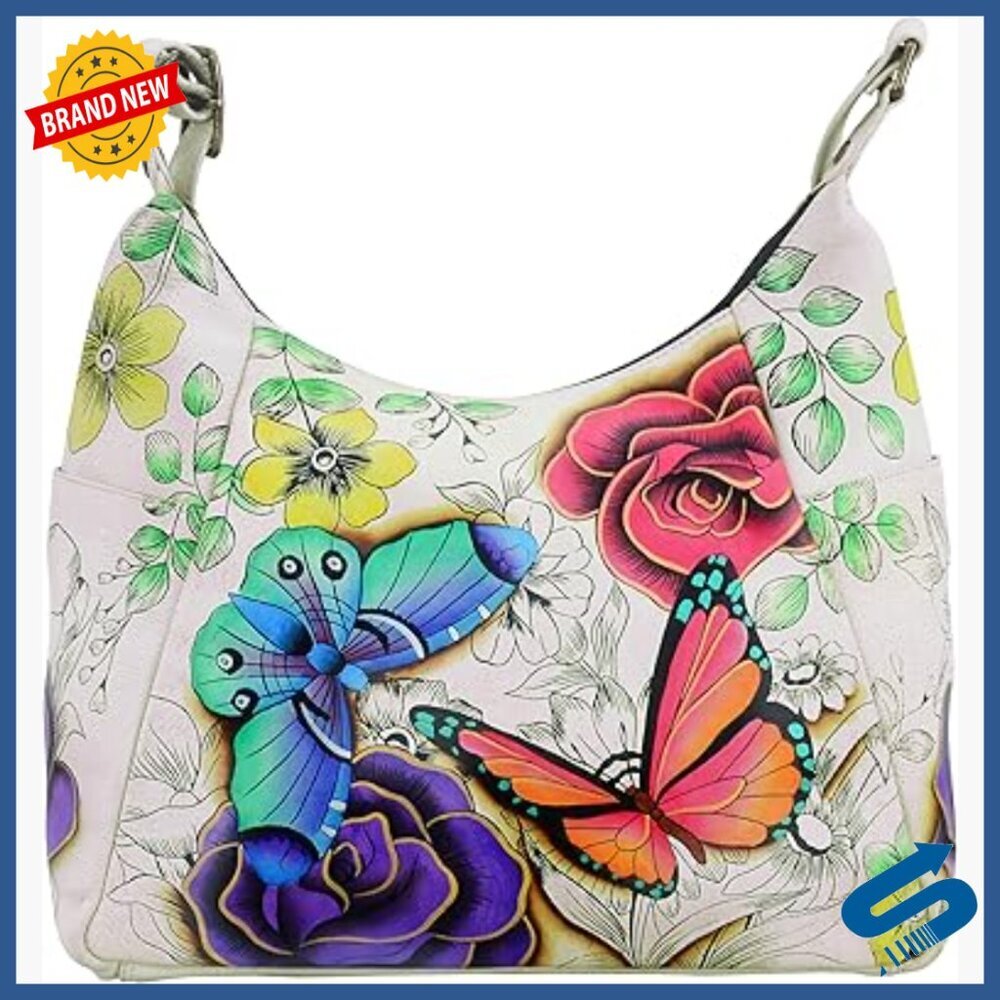 Genuine Leather Hobo Handbag with Multiple Pockets Adjustable Strap
